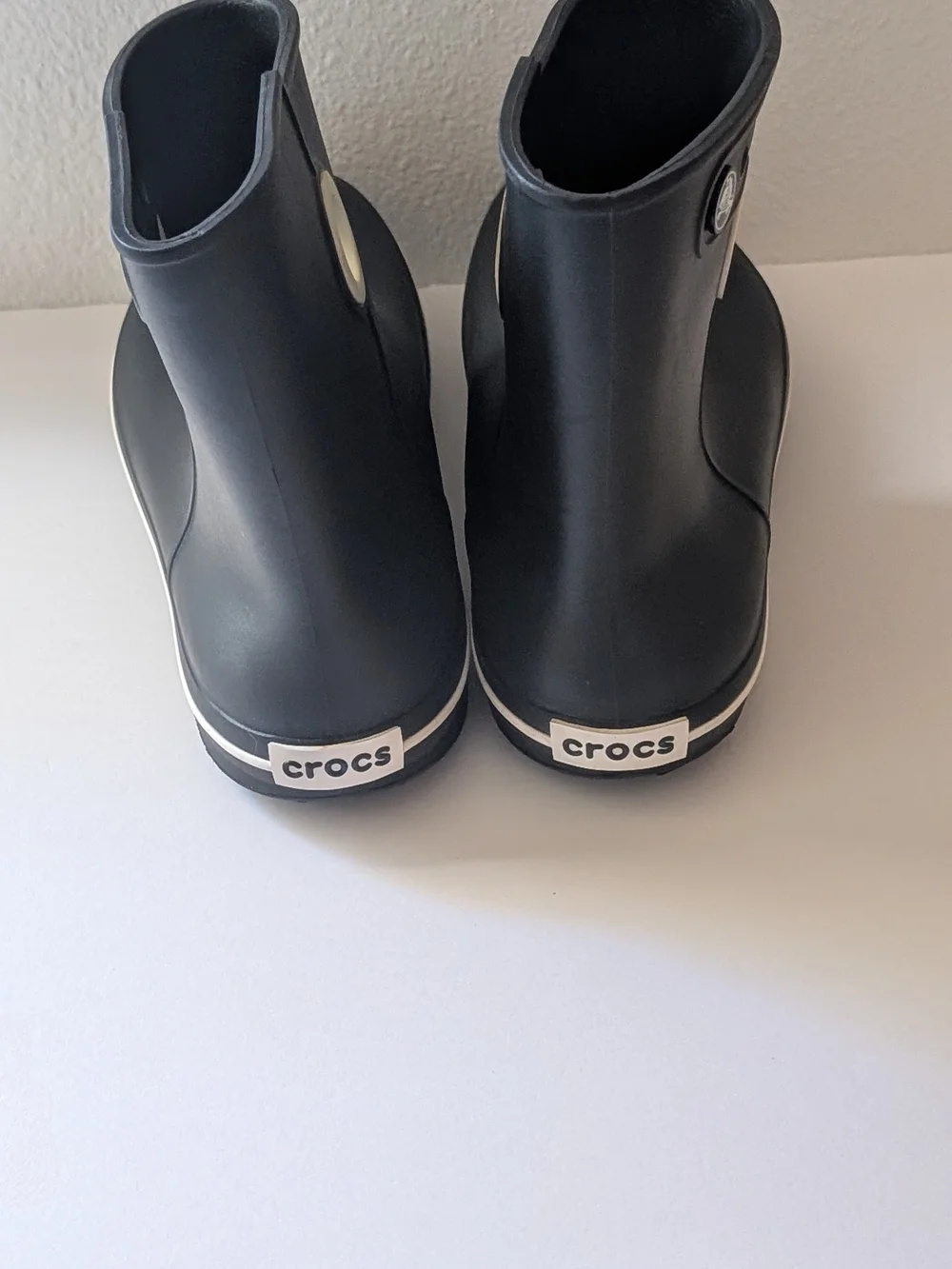 Women's Crocs Black Rain Boots with Side Handle